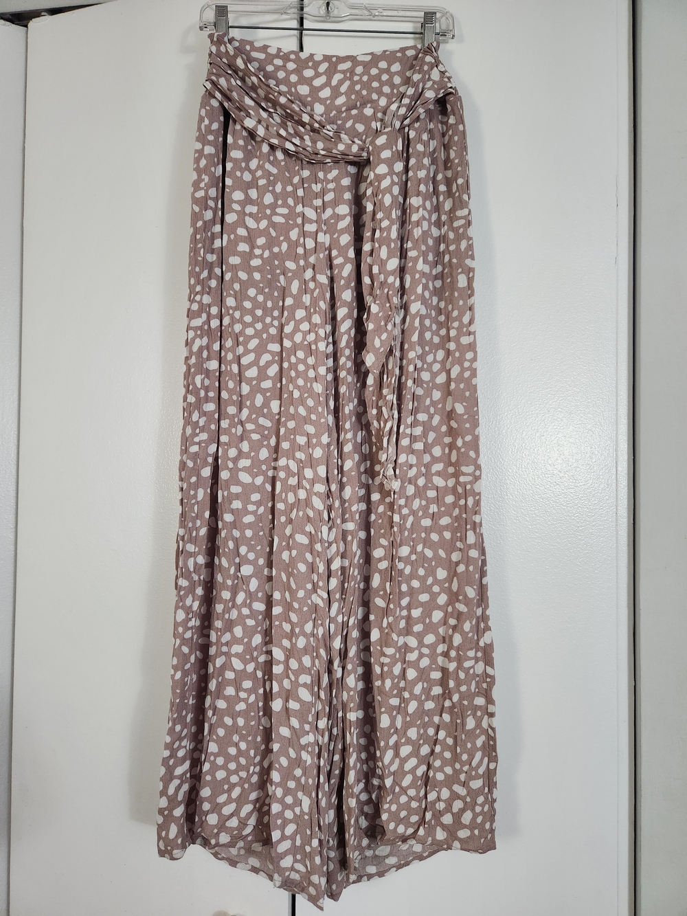 Women's Taupe & White Printed Wide-Leg Jumpsuit